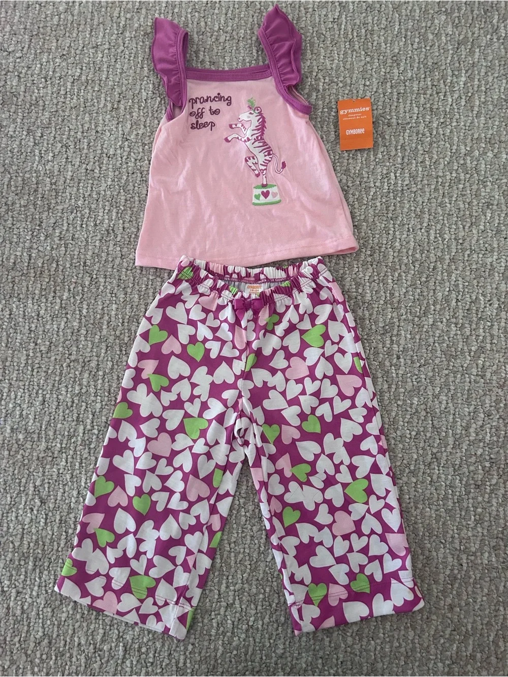 NWT Girls' Gymboree Pajama Set - Ruffled Tank & Heart-Print Pants size 18-24mths
